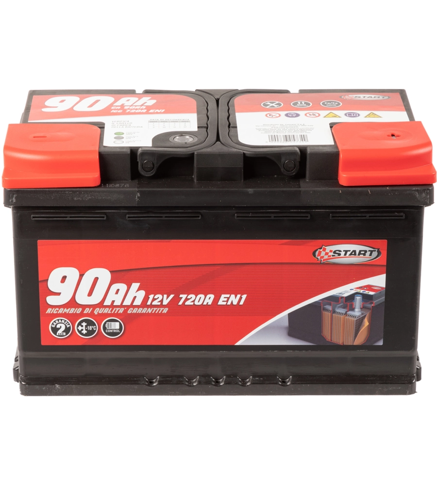 Batteria auto 90ah 12v 720a polo positivo destro cassetta l4